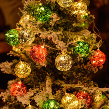 10 LED vánočních světelných koulí, 2 m, na baterie