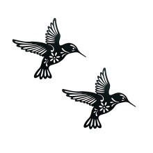Kolibri-Wanddeko aus Metall – Schwarz, 3-teiliges Hängedekor