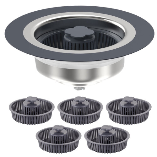 Pop-Up Sink Drain Stopper with Strainer Basket 5 Pcs