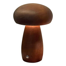 Lampada notturna a forma di fungo in legno – Ricaricabile, 3 colori