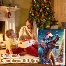 Decoração de contagem regressiva para o calendário do Advento com Papai Noel e Dinossauros