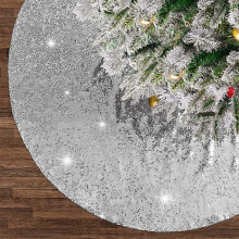 Gonna per albero di Natale in velluto rosso con paillettes, 24 pollici