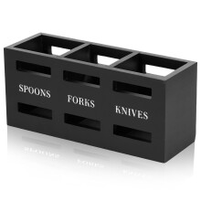 Soporte de madera para cubiertos Grusce, 3 compartimentos