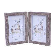 Wooden Photo Frame Light Grey 4x6 Inch Double