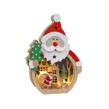 Decorațiune LED pentru casă din lemn cu Moș Crăciun și om de zăpadă, pentru interior