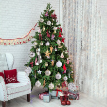 Christmas Tree Ornament Set Red Green Gold 66 Pcs