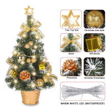 Mini Christmas tree with LED lights 17.7 inch gold