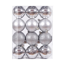 Christmas tree ornaments plastic silver 24 pcs 6 cm