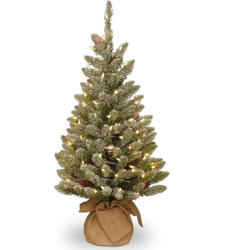 Pre-lit 3 ft Mini Christmas Tree with Warm White LEDs and