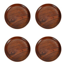 4X Vaisselle de table, plateau Ă pain en bois lisse, ustensile de cuisine, assiette Ă condiments ronde
