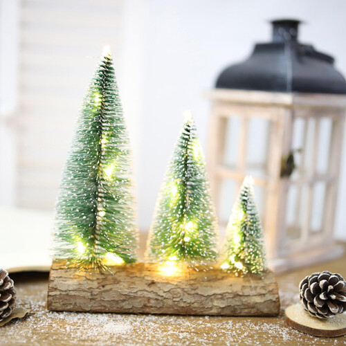 Mini Christmas Tree with LED White Light Green Cedar 1pc