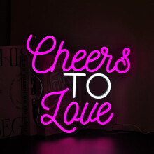 Enseigne lumineuse LED « Cheers to Love » pour décoration murale, 37 x 33,5 cm
