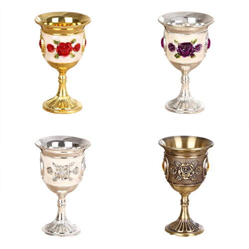 Retro Goblet Alloy Collection Portable-silver flower 2 1