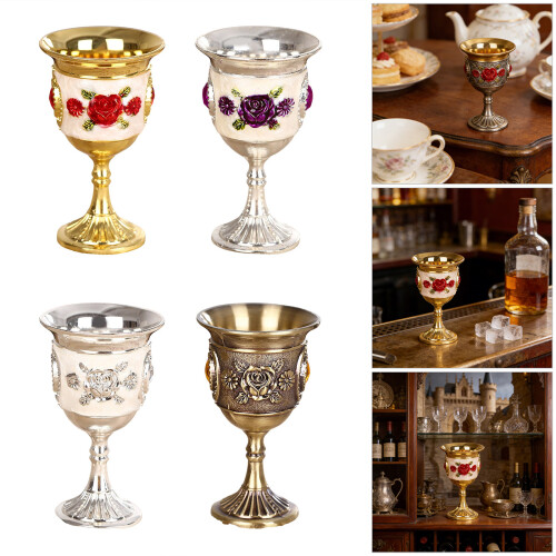 Retro Goblet Alloy Collection Portable-silver flower 2 2