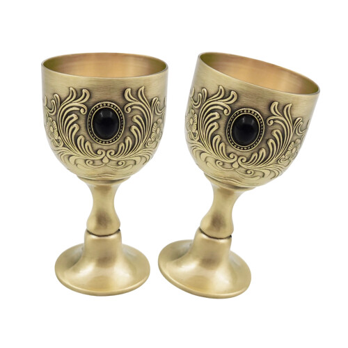 Kleines 50-ml-Schnapsglas mit Prägemuster, Edelsteineinlagen,-2