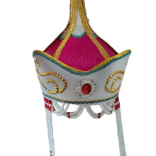 Embroidery Mongolian Hat Theater Costume Hat with-rose red