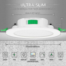 12PCS 7W Recessed LED Downlights 3CCT Adjustable CRI Over 80 Dimmable IP44 230V Slim Ceiling Lights for Kitchen Bathroom Living Room