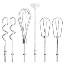 Accessoires voor KitchenAid handmixers KHM3 KHM5 KHM7 KHM9, 304 roestvrij staal, set met kloppers deeghaken garde en mengstaaf, zilver