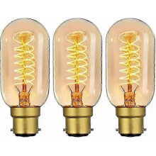 B22 Bayonet Dimmable Vintage Filament Bulbs 40W 220-240V No Flicker Warm White Amber 3 Pack for Home Bar Café Decorative Lighting
