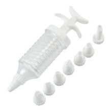 Siringa per decorare torte resistente, in plastica termoresistente, con 7 beccucci decorativi.