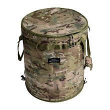 Papelera plegable portátil y duradera, color verde arena, camuflaje, para camping y picnic al aire libre.