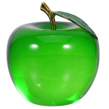 Crystal Fruit Figurine Green 8cm Square Transparent Home Office Shelf Countertop Decorative Ornament