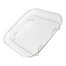 Air Fryer Rack Silver Stainless Steel Single Layer Oven Accessory for Roasting Baking Grilling Steaming 21x21x4.5cm