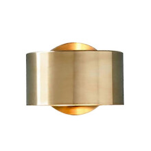 Golden Minimalist LED Indoor Wall Sconce E27 Warm Light Iron Lighting Fixture for Corridor Bedside AC220V Bulb Excluded 15x8cm