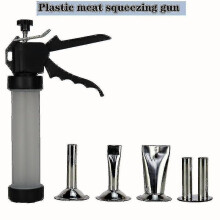 Pistola para hacer cecina con 4 boquillas de acero inoxidable, mango de aluminio y piezas desmontables para embutidos