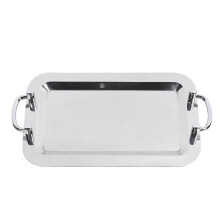 Roestvrijstalen buffetschaal 43 cm vierkant met handvat, spiegelglans afwerking voor hotel restaurant buffet