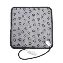 Tappetino riscaldante per animali domestici 45x45 cm, impermeabile, regolabile, cavo in acciaio resistente ai morsi, protezione surriscaldamento.