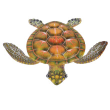 Decorazione da parete a forma di tartaruga in ferro giallo, 30,3x28x1,8 cm, ornamento per interni ed esterni per giardino, soggiorno, cucina.