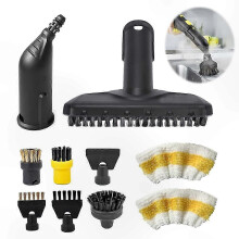 Kit di accessori per pulitore a vapore da 10 pezzi compatibile con Karcher SC1 SC2 SC3 SC4 SC5 con ugelli, spazzole, tergivetro e panno in microfibra.