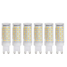 G9 LED Light Bulbs 6 Pack 9W 90LED 220V Dimmable Tri-Colour IP45 360 Beam Angle for Chandelier Ceiling Wall Table Lamps
