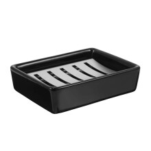 Stainless Steel Soap Dish with Ceramic Tray Double Layer Rust Resistant Holder for Bathroom Shower Sink Vanity Countertop