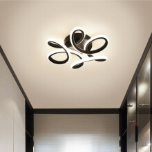 LED Ceiling Light, Modern Curved Petal Design, 30W, Black or White Frame for Bathroom, Balcony, Study