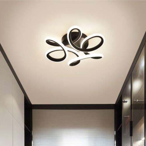 LED Ceiling Light, Modern Curved Petal Design, 30W, Black or White Frame for Bathroom, Balcony, Study