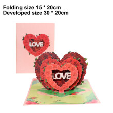 Biglietto di San Valentino pop-up 3D, 7,87 x 5,9 pollici, biglietto di auguri romantico a sorpresa per moglie o fidanzata.