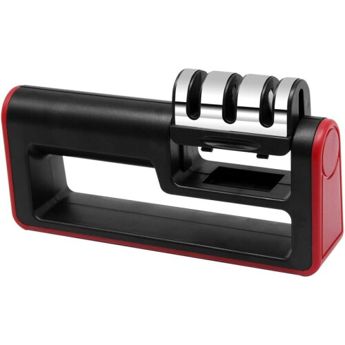 Manual Chef's Knife Sharpener 3-Stage Diamond Abrasives Foldable Design with Non-Slip Base