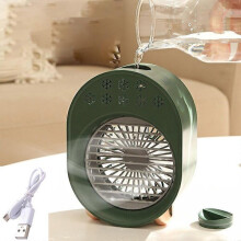 Portable Air Cooler, USB Personal Mini Cooling Fan with 3 Speed, Humidification & Built-in Battery for Home Office (Green)