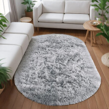 Light Grey Tie 60x120cm Plush Pile Area Rug Non-Slip Backing for Bedroom Living Room
