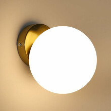 Wand- en plafondlamp met glazen kap, E27 fitting, goudkleurige afwerking voor woonkamer en slaapkamer