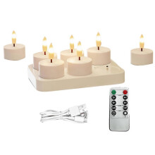 Wiederaufladbare flammenlose LED Teelichter mit Fernbedienung und Timer, 6 Stück, weiß, für Zuhause und Hochzeiten