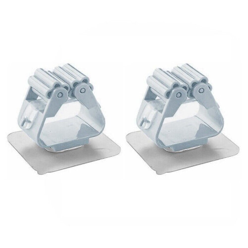 Broom Holder 2-Pack, Adhesive Mount No Drilling Required with Rotating Rollers for Wall Storage