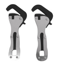 2 Pcs Mini Stubby Pipe Vise Wrench Metal Adjustable Tool with Built-in Bit Receptacle for Confined Space Fastener Installation and Repair