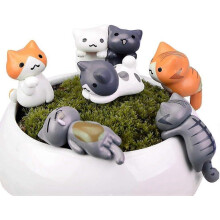 Mini Lucky Cat Figurines DIY, 6 Pack Plastic Decor for Fairy Garden & Bonsai Pot