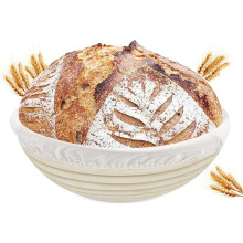 Gärkorb aus natürlichem Rattan mit Baumwoll-Leinen-Einlage zum Brotbacken