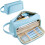 Pencil Case Large Capacity Blue with Front Mesh Pocket & Handle for School Stationery 1