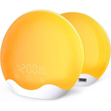 Réveil lumineux avec simulation de lever de soleil, écran tactile double face, LED 12 couleurs et 5 sons naturels