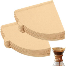 Coffee Filters 200 Pack Size 2, Unbleached Paper V Shape Design for Milder Taste & Oil Filtration